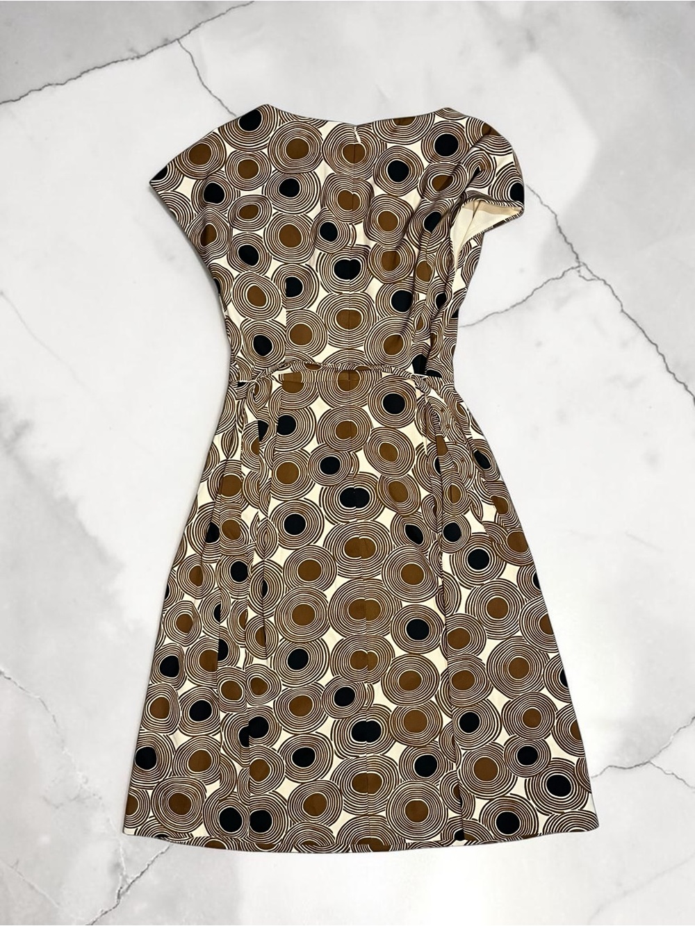 NWT Anne Klein Brown & Black Concentric Circle Print Sheath Dress Size 4 - Picture 2 of 6